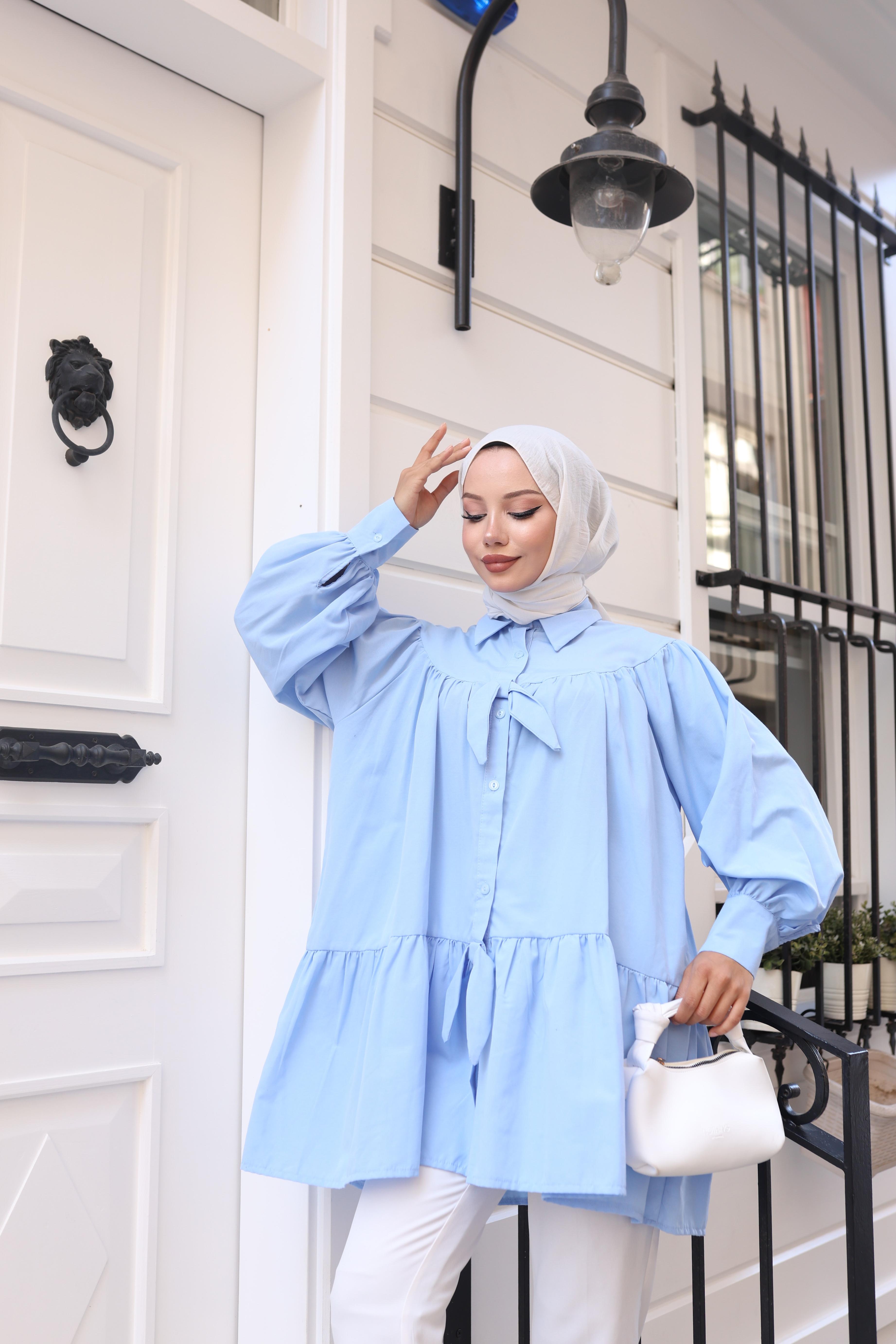 Mireya Fiyonk ve Volan Detaylı Tunik - Bebe Mavisi