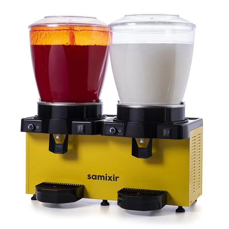 Samixir SM44 Panaromik Analog Twin Soğuk İçecek Dispenseri, 22+22 L, Fıskiyeli ve Karıştırıcılı