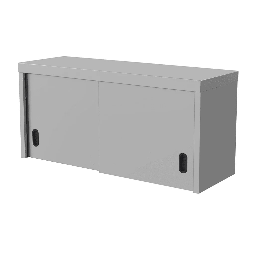 Paslanmaz Sürgü Kapılı Duvar Dolabı 180cm - İki Katlı (430 Kalite, Ara Raflı)