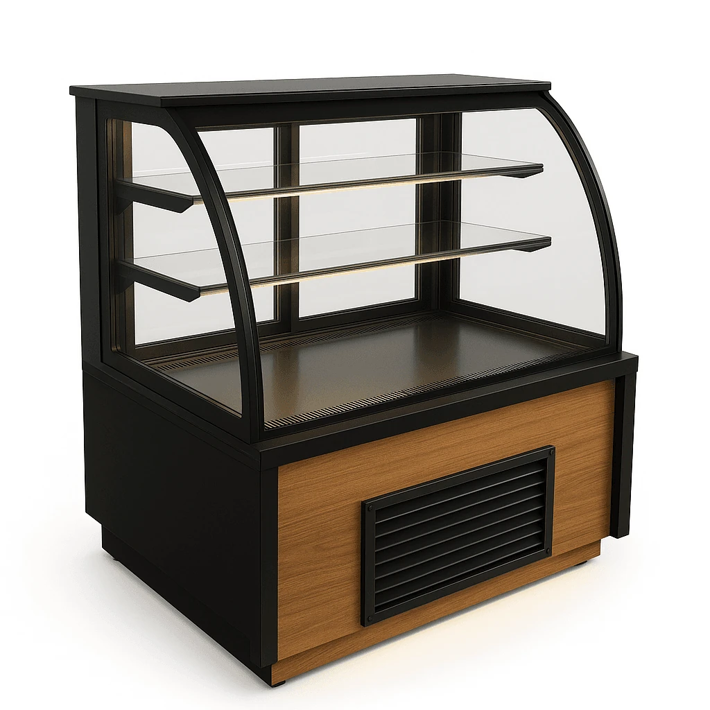 Bombe Camlı Pasta Teşhir Dolabı, Ahşap Mobilya Detaylı