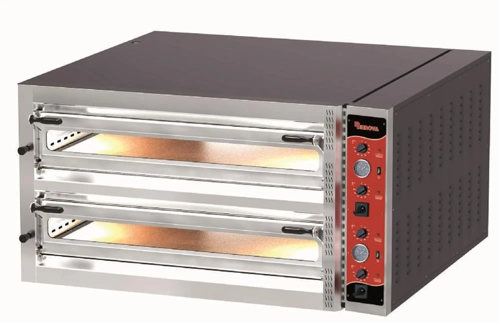 Kalitegaz Elektrikli Pizza Fırını 18x35 cm Pizza Kapasiteli Çift Katlı Manuel E9352A Rinnova