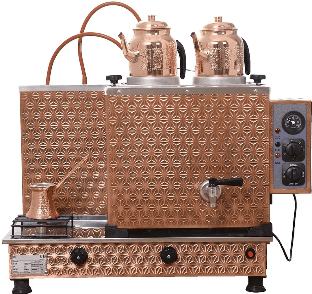 2 Demlikli Bakır Çay Kazanı, 25 Litre