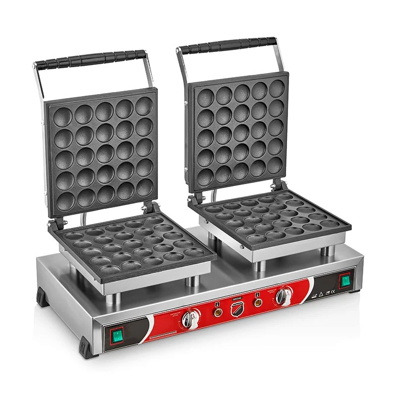 SilverInox Yuvarlak Bubble Waffle Makinesi, Çiftli, Kapaklı, Elektrikli