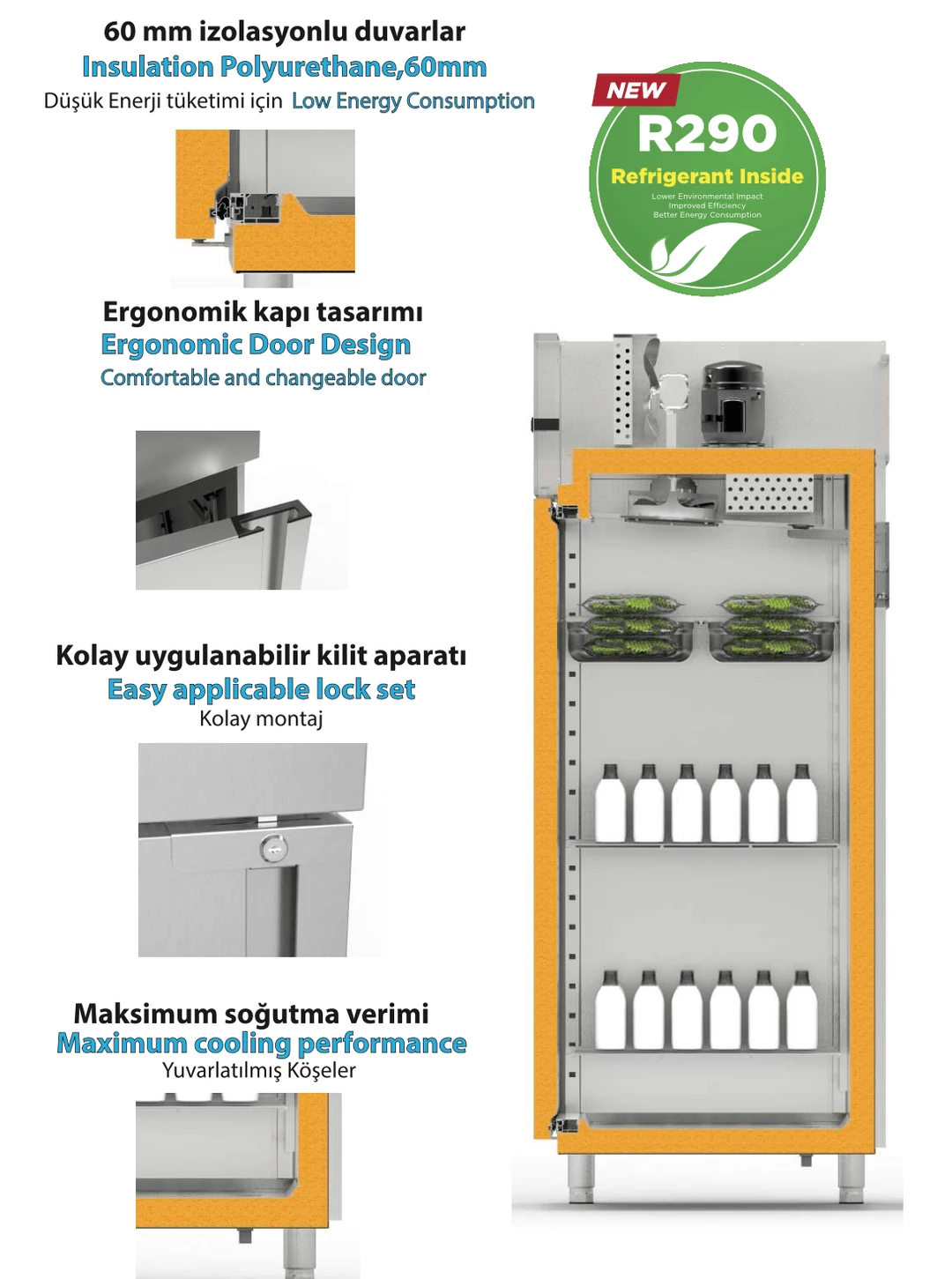 Kayalar Çift Kapılı Derin Dondurucu, Dikey Tip