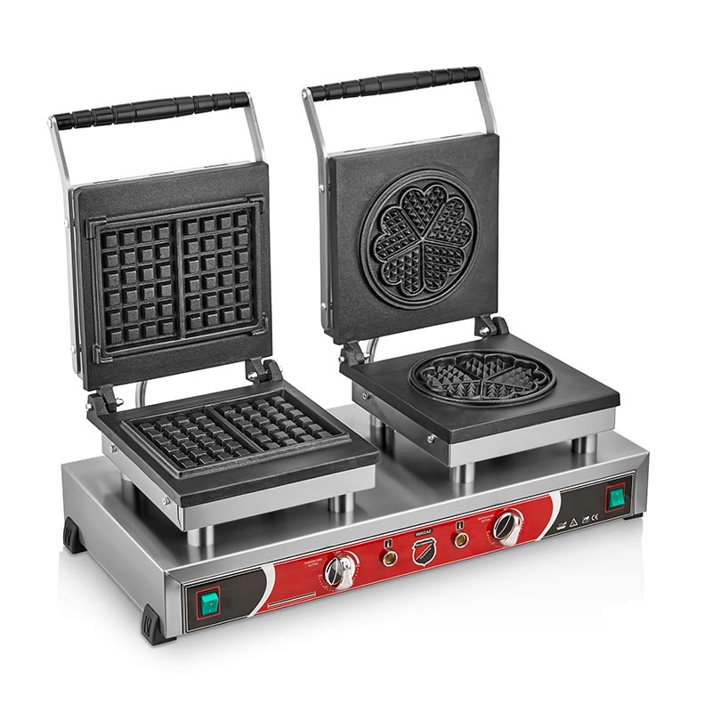SilverInox Çiçek+Kare Model Waffle Makinesi, Çiftli, Elektrikli