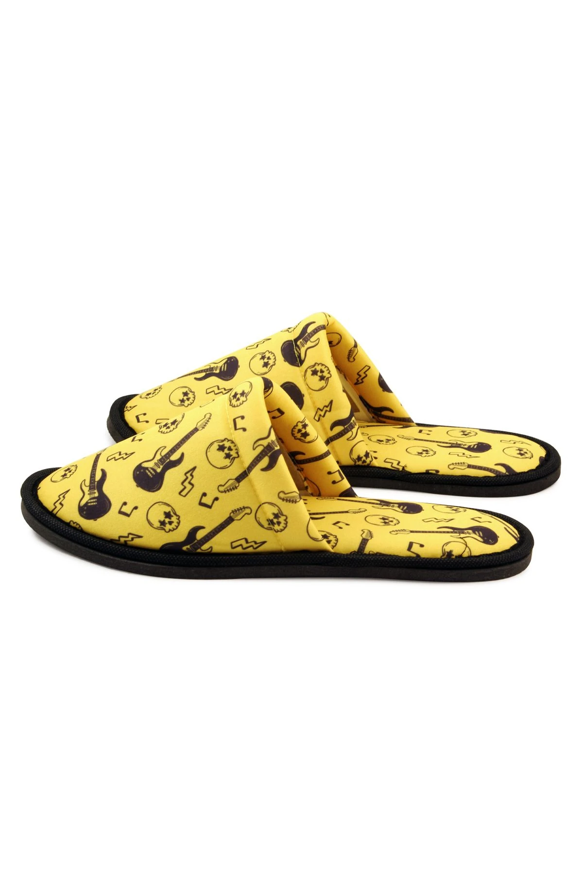 Erkek Sarı Rockstar Desenli Yumuşak Tabanlı Ev Terlik