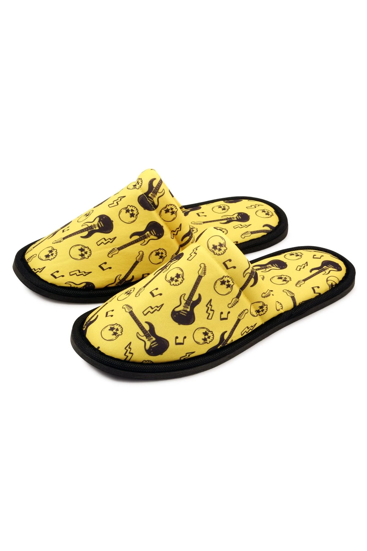 Erkek Sarı Rockstar Desenli Yumuşak Tabanlı Ev Terlik