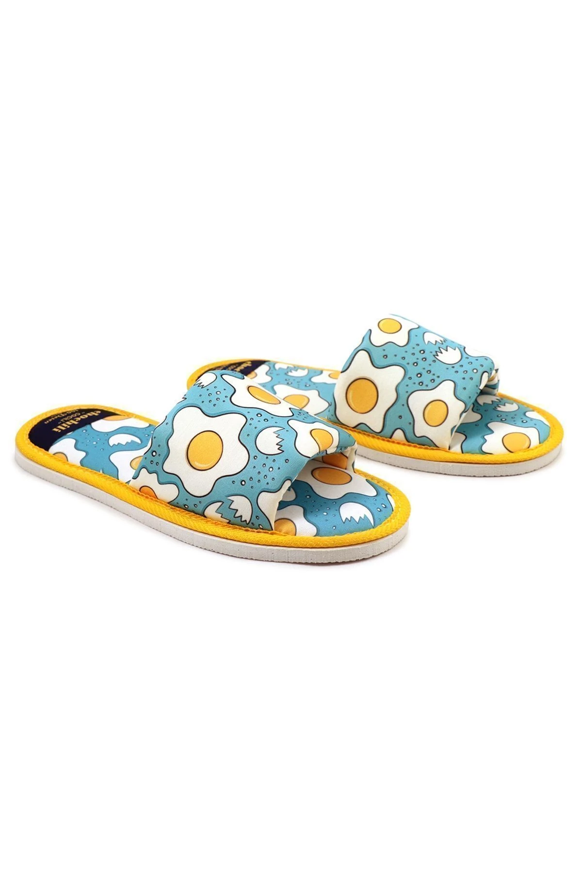 Unisex Yeşil Yumurta Desenli Önü Açık Yumuşak Tabanlı Ev Terliği