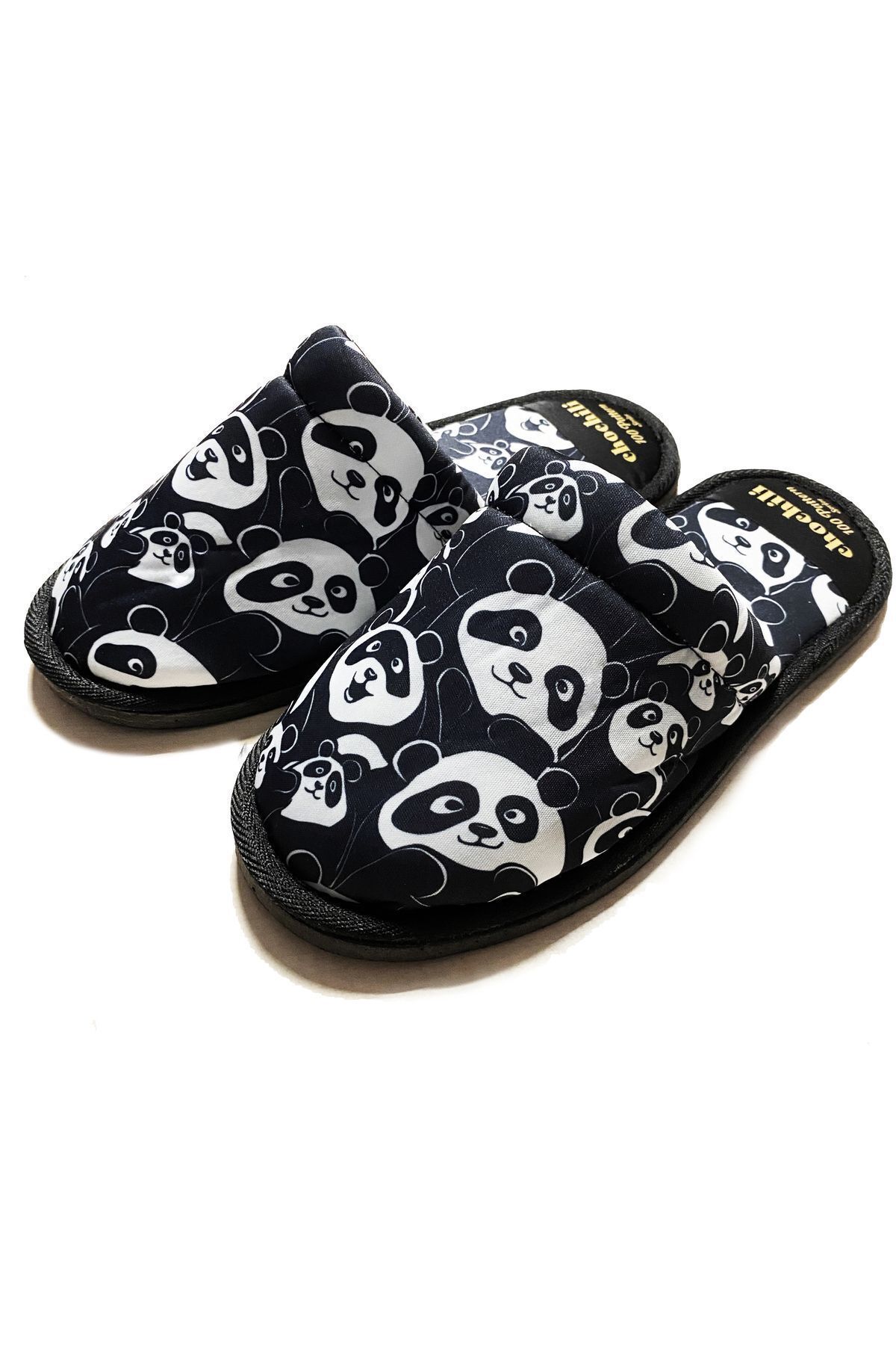 Unisex Panda Desenli Önü Kapalı Ev Terliği
