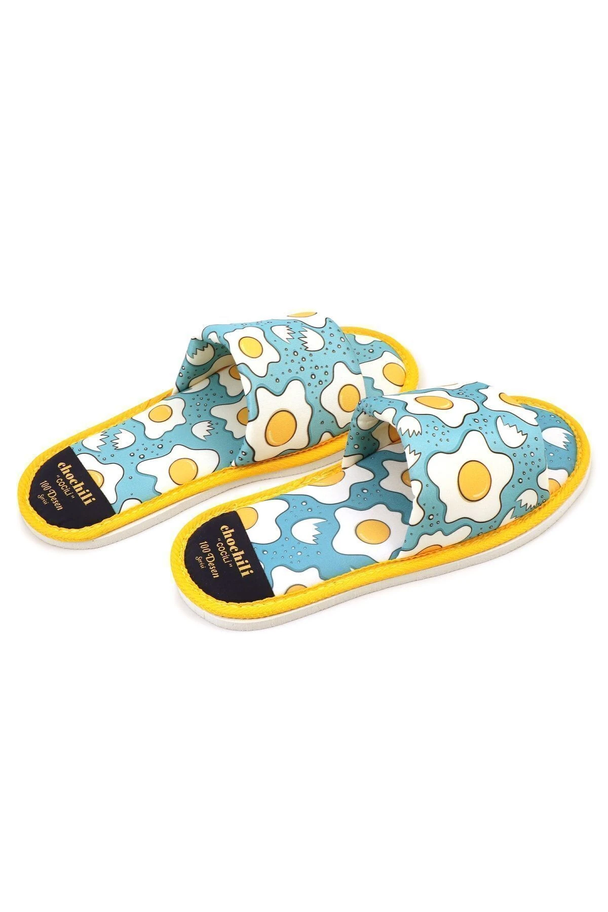 Unisex Yeşil Yumurta Desenli Önü Açık Yumuşak Tabanlı Ev Terliği