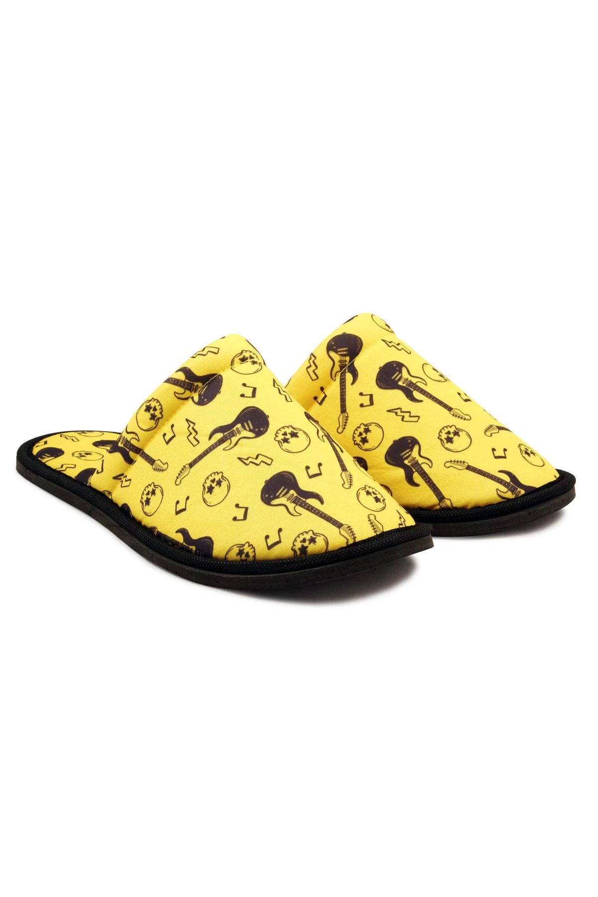 Erkek Sarı Rockstar Desenli Yumuşak Tabanlı Ev Terlik