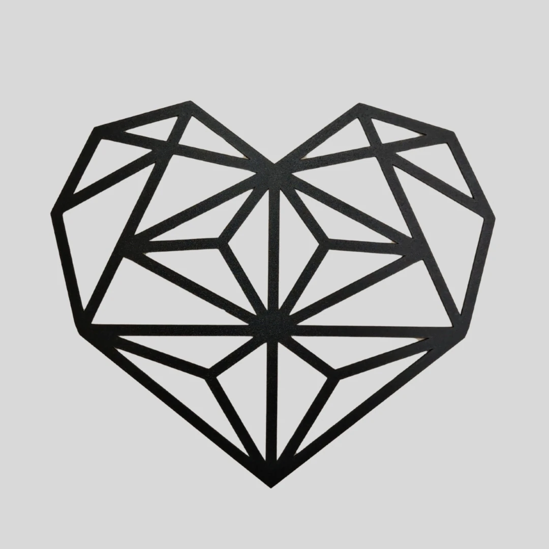 Geometrik Kalp Kesimli Duvar Tablosu