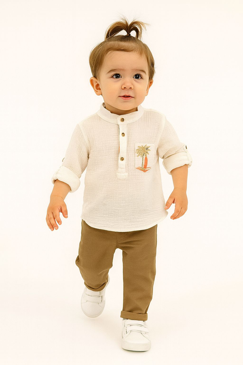 Müslin Gömlekli Pantolon  %100 Pamuk Erkek Çocuk Takım