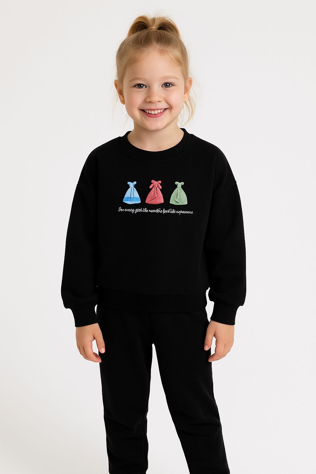 Prenses Elbise Nakışlı 2 İplik Pamuk Kız Çocuk Sweatshirt