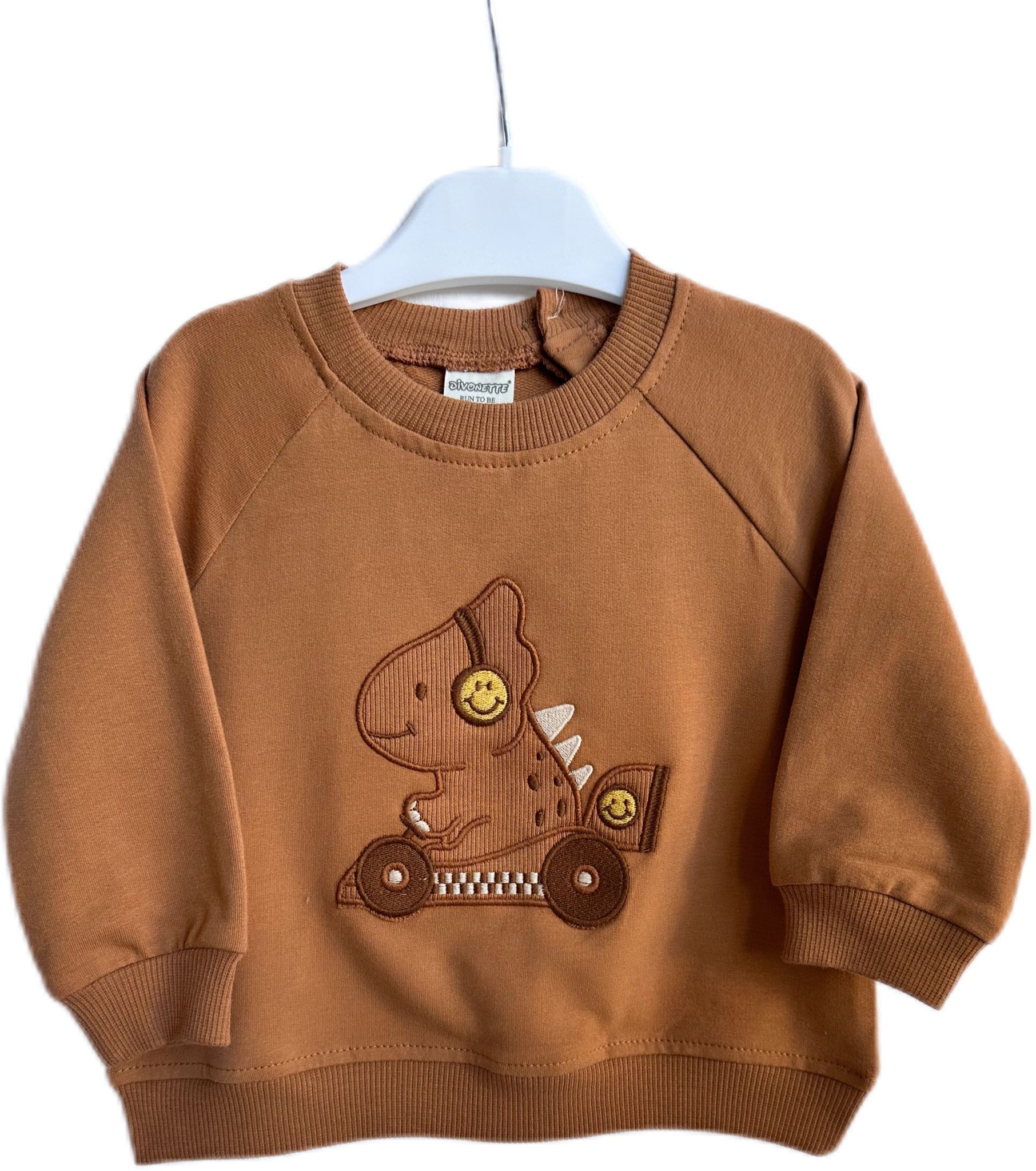 Divo Dinazor  Nakış İşlemeli 2 İplik Erkek Bebek Sweatshirt - Kiremit