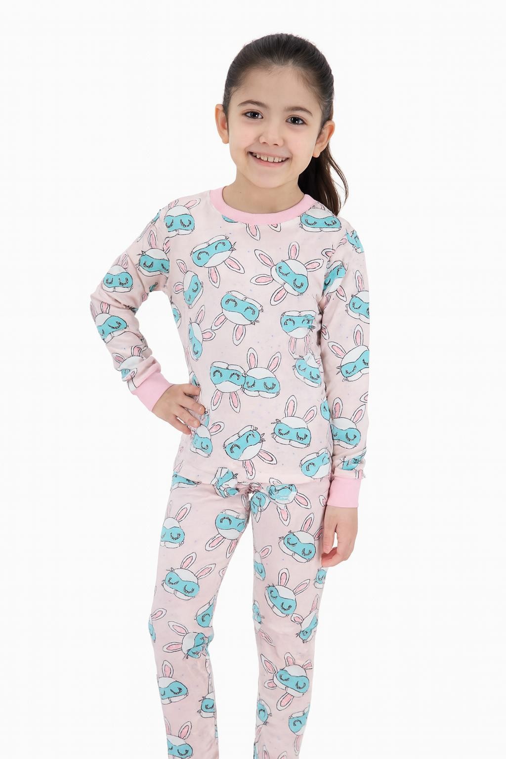 Pembe desenli Kız Çocuk Pijama Takımı