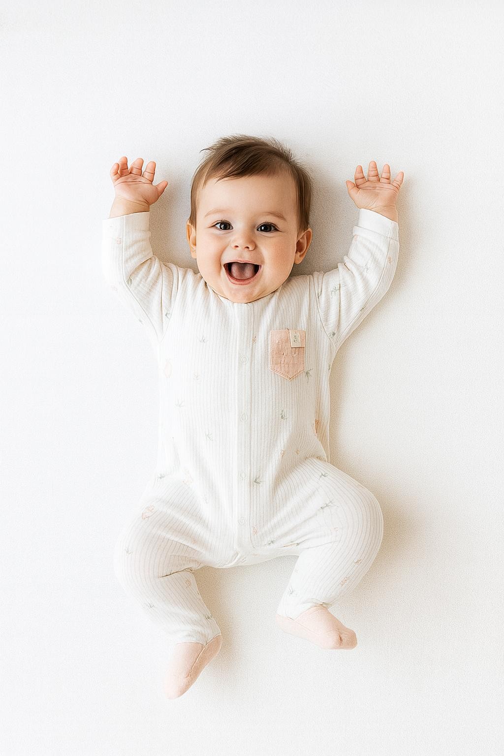 Biorganic Koala jungle Romper Kız Bebek  Çorap Tulum Somon