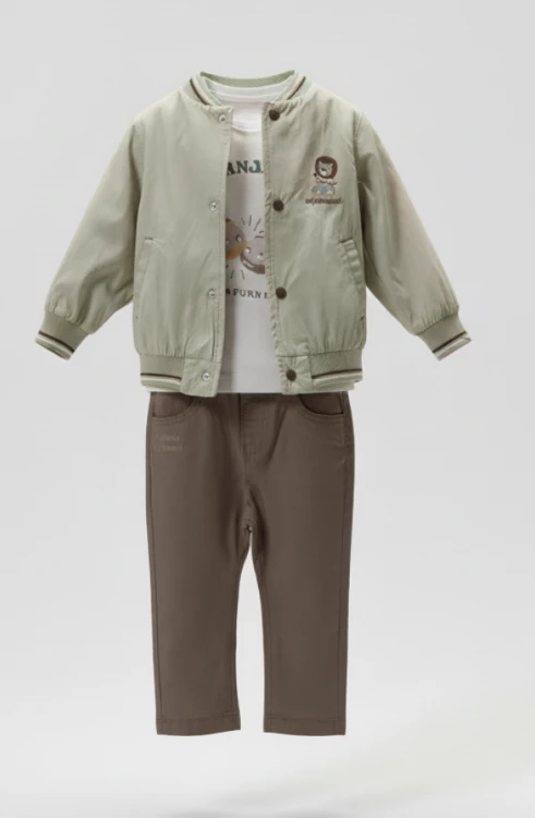 Önden Çıtçtılı Mont Enjoy %100 Pamuk Sweat Pantolon Erkek Bebek Takım - Mint