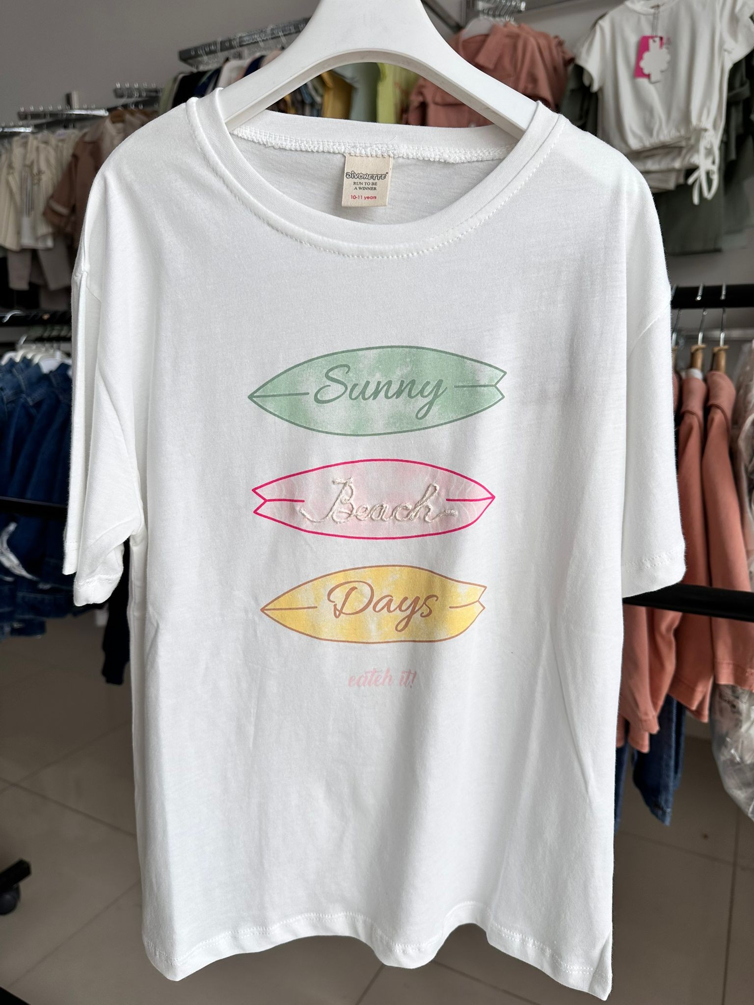 Sunny Beach Days Kız Çocuk %100 Pamuk Tişört (10-13 Yaş) - Beyaz