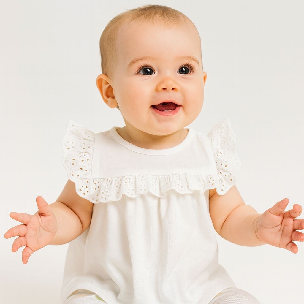 Ekru Fisto Detaylı Kız Bebek Tunik