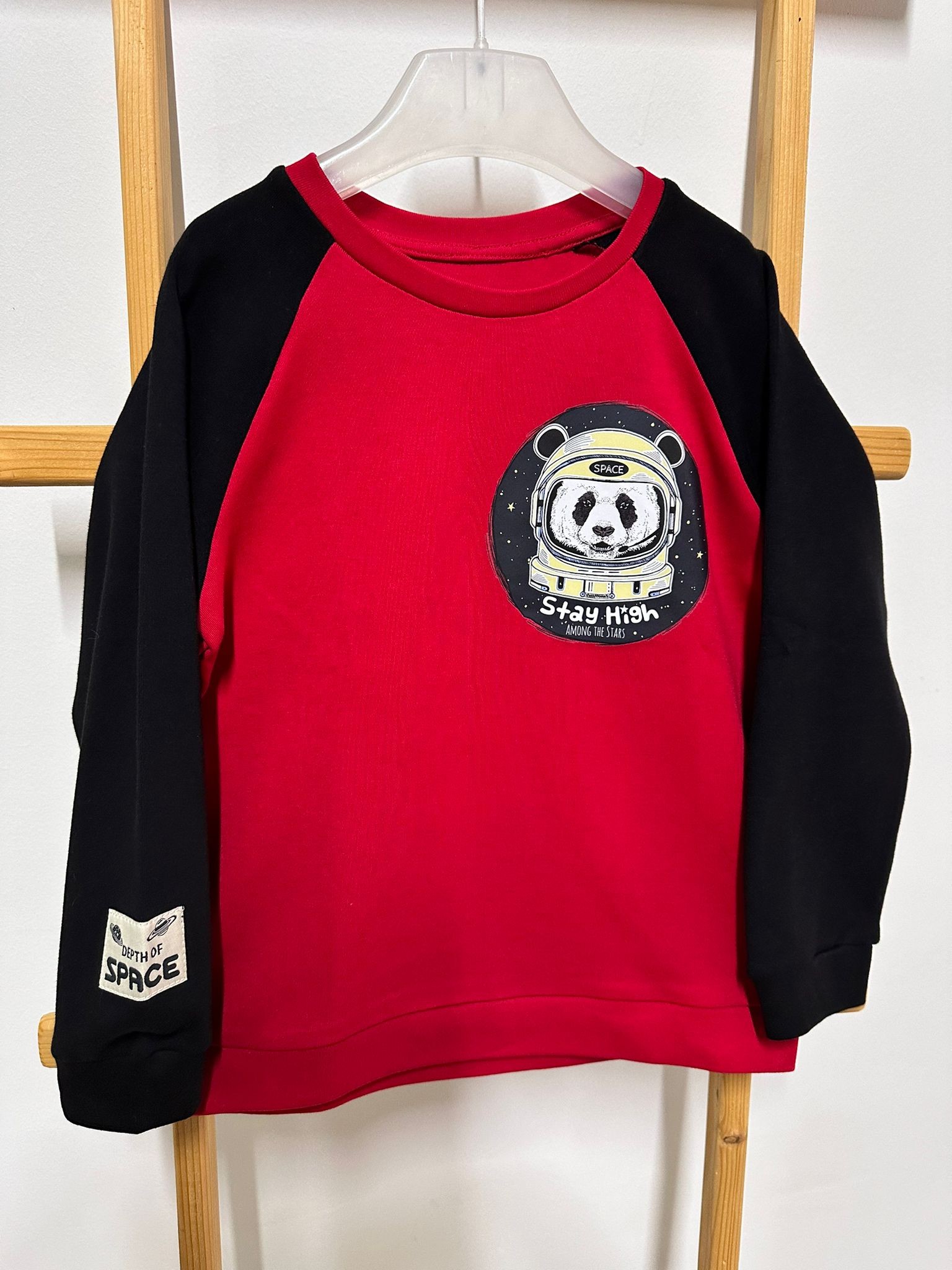 Erkek Çocuk Panda Baskılı 2 İplik Sweatshirt - Kırmızı