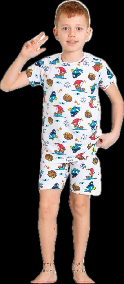 Korsan Model Kısa Kol Şortlu Erkek Çocuk Pijama Takımı