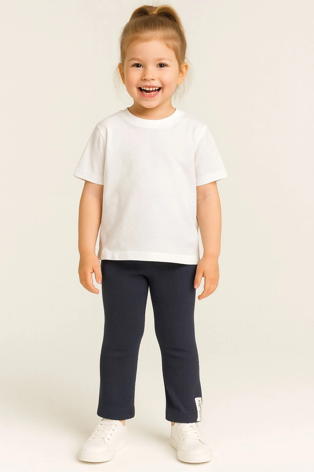 Kaşkorse Esnek Kumaş %100 Pamuk Kız Çocuk Tayt - Lacivert