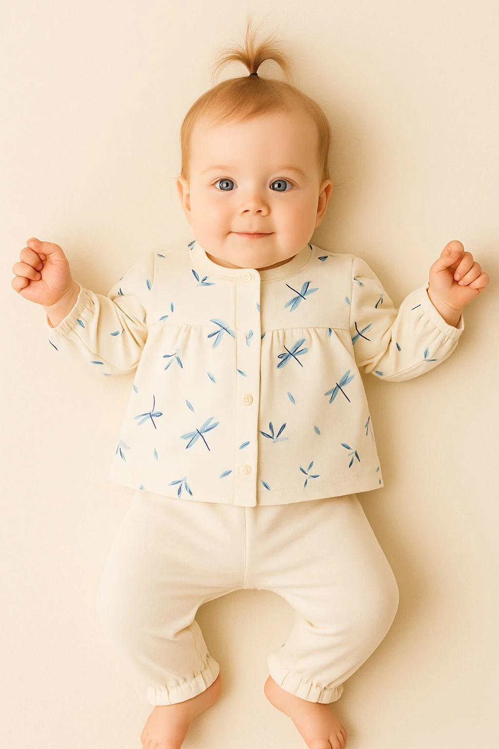 Pretty Happy %100 Pamuk Kız Bebek Önden Çıtçıtlı Takım