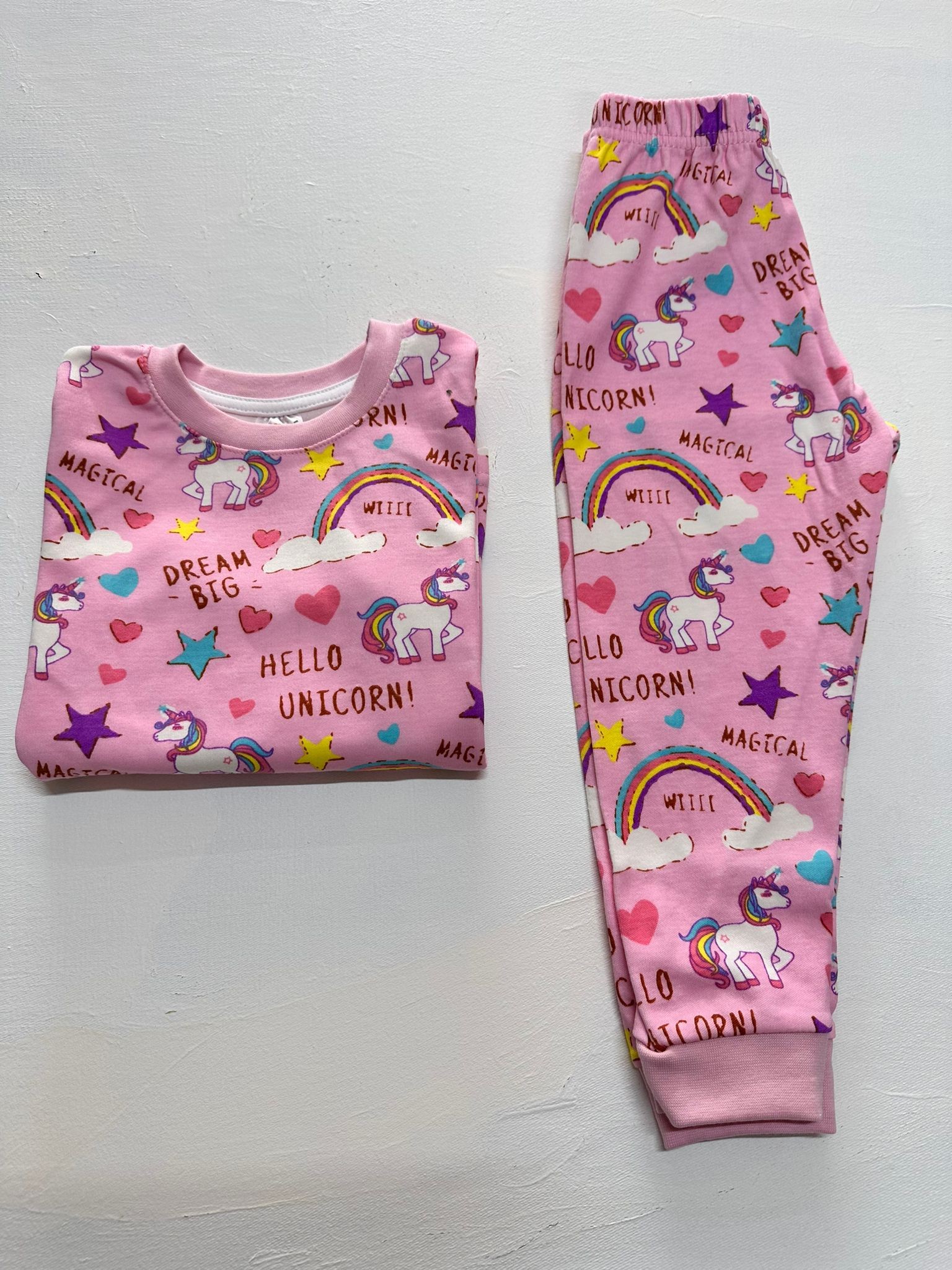 Pembe Unicorn Kız Çocuk Pijama Takımı