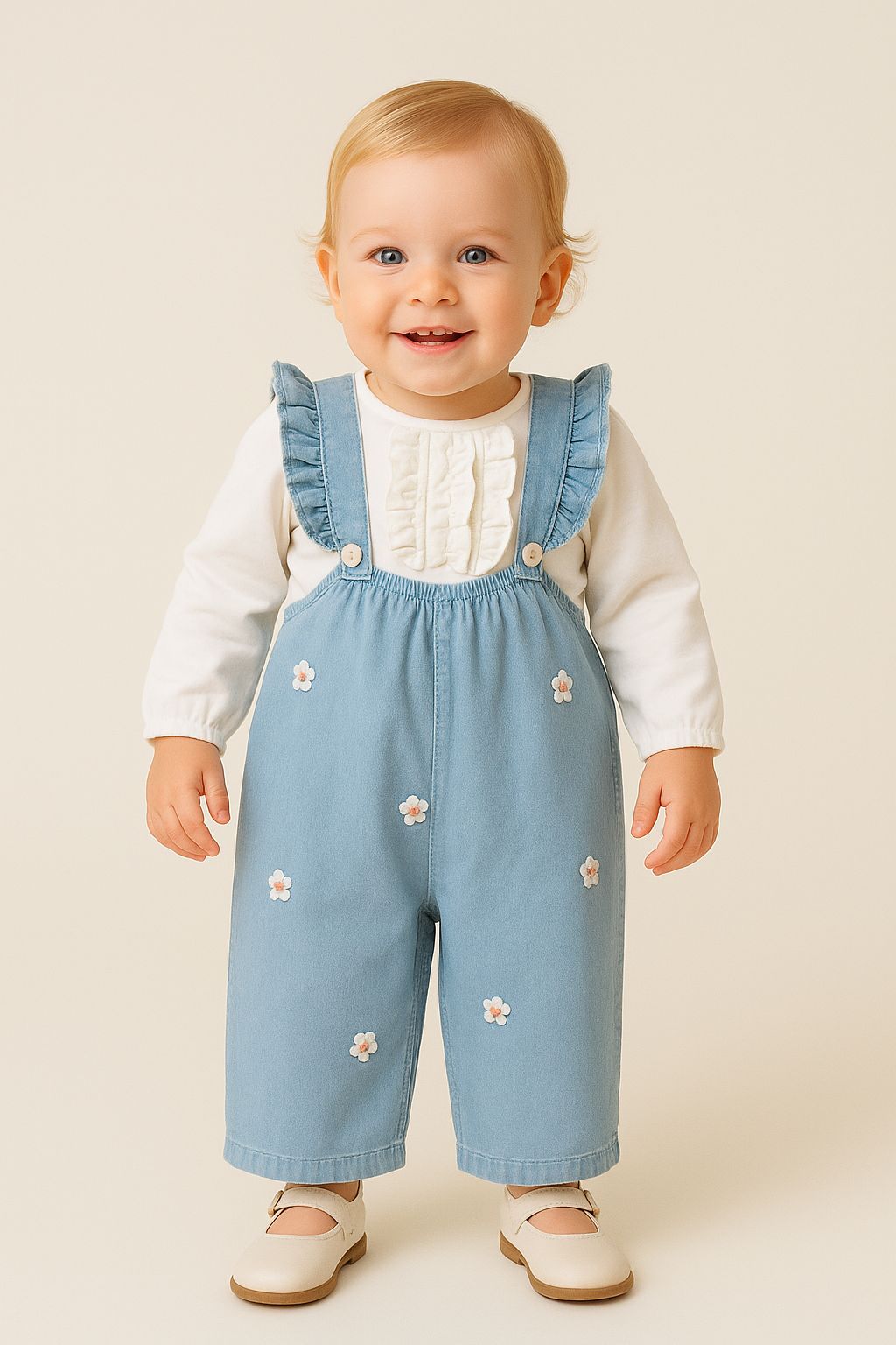 Denim Salopet 2'li Kız Bebek Takım