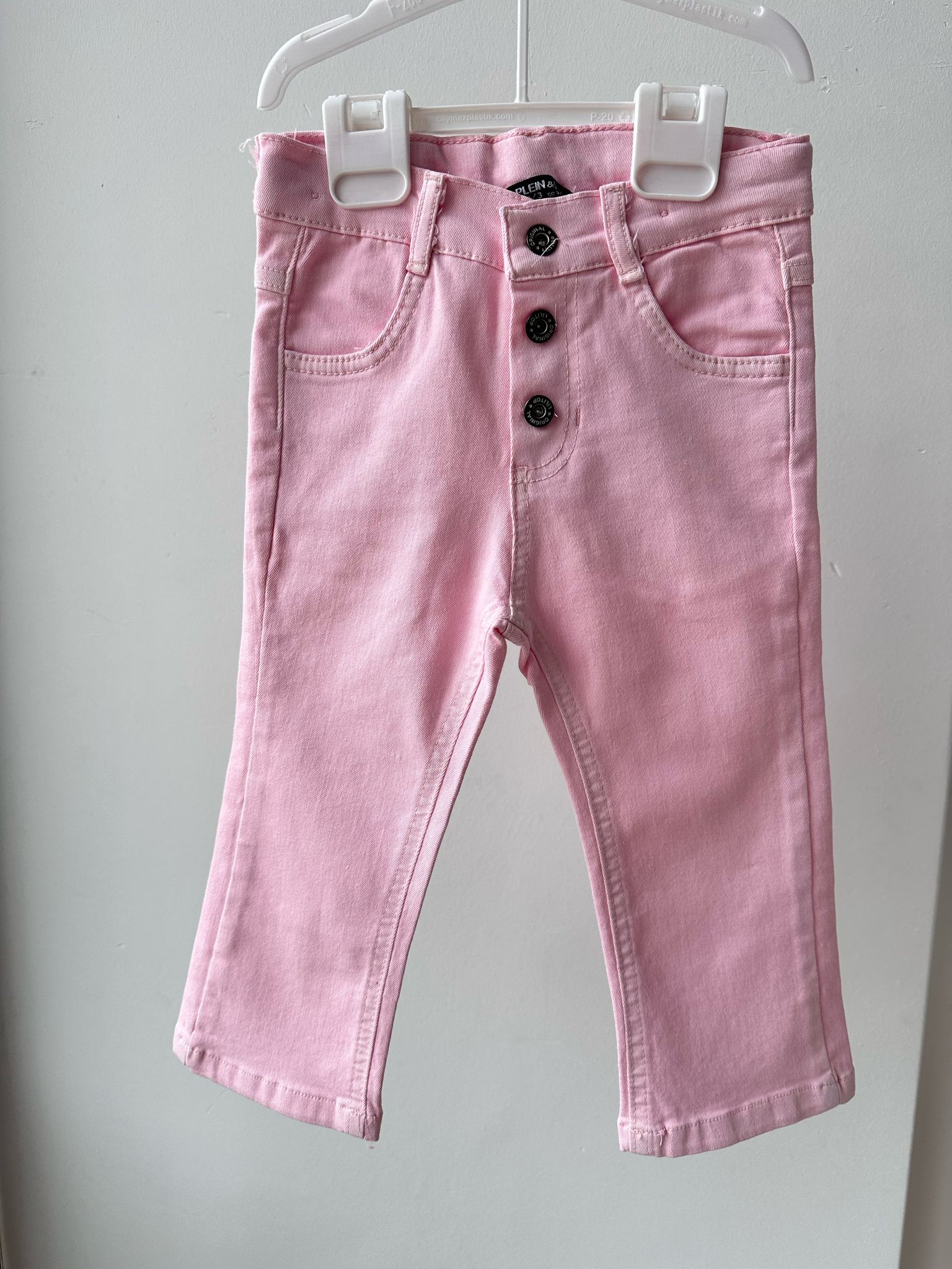 Yüzde Yüz Pamuk Kız Çocuk Kot Pantolon - Pembe