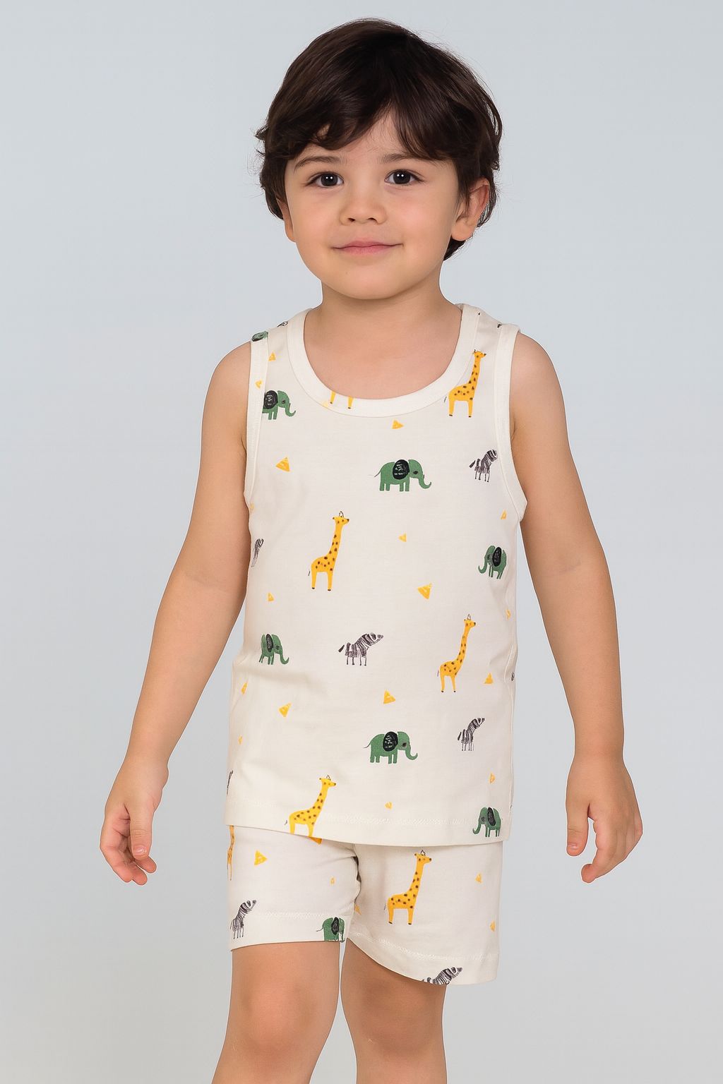 Mini zürafa ve Fil Desenli Erkek Çocuk Atlet Boxer Takım