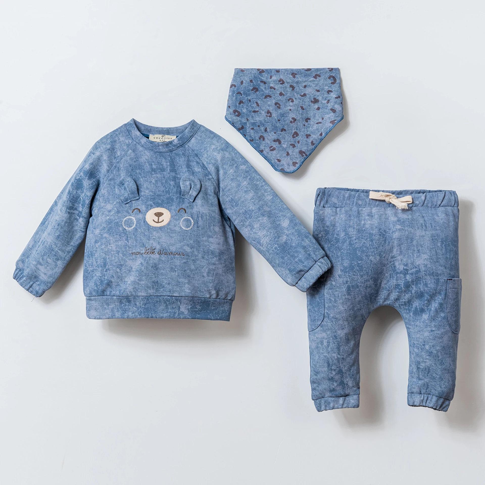  Önlüklü %100 Pamuk Erkek Bebek Eşofman Takım