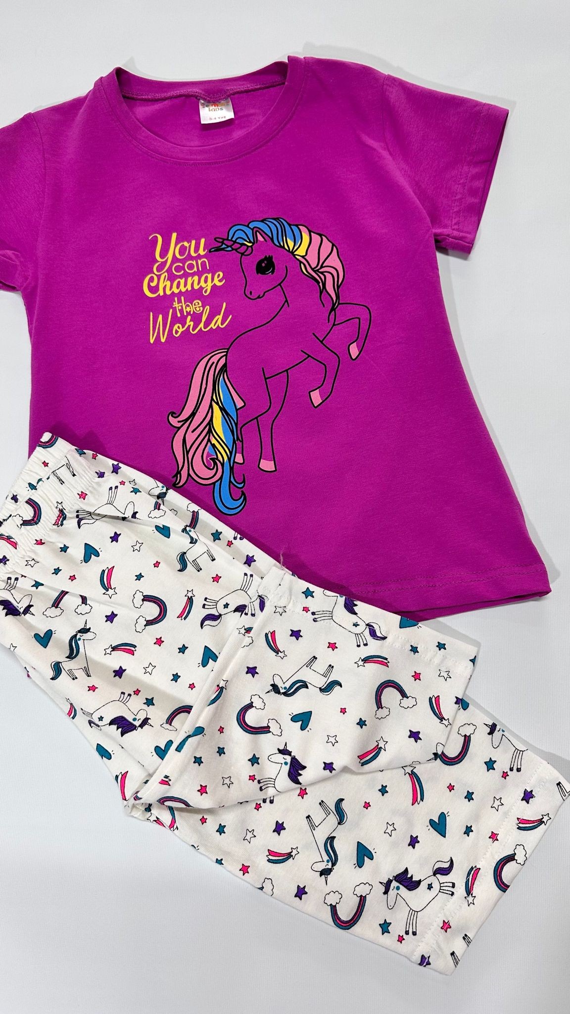 Unicorn Desenli Kapri Pijama Takımı