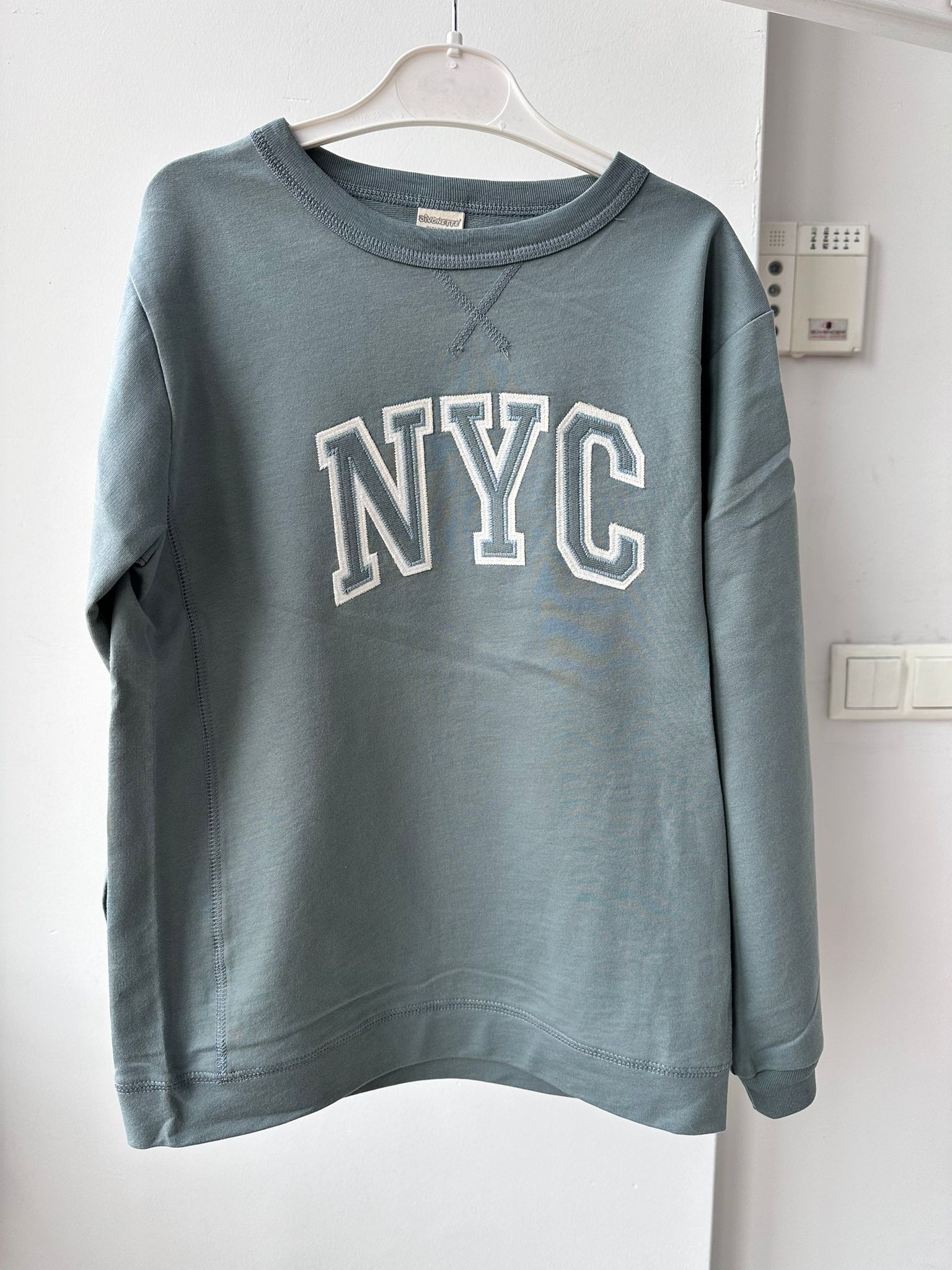 Erkek Çocuk NYC Nakış 2 İplik Sweatshirt - Mint