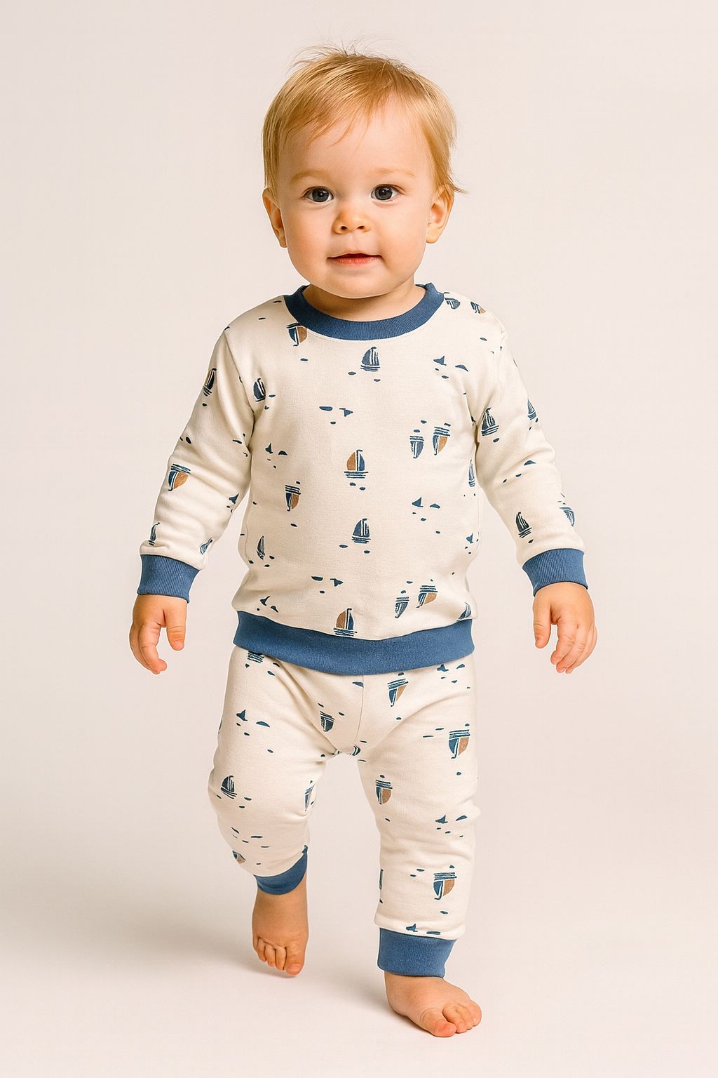 Gemici Yelken Desenli Erkek Çocuk Pijama Takımı