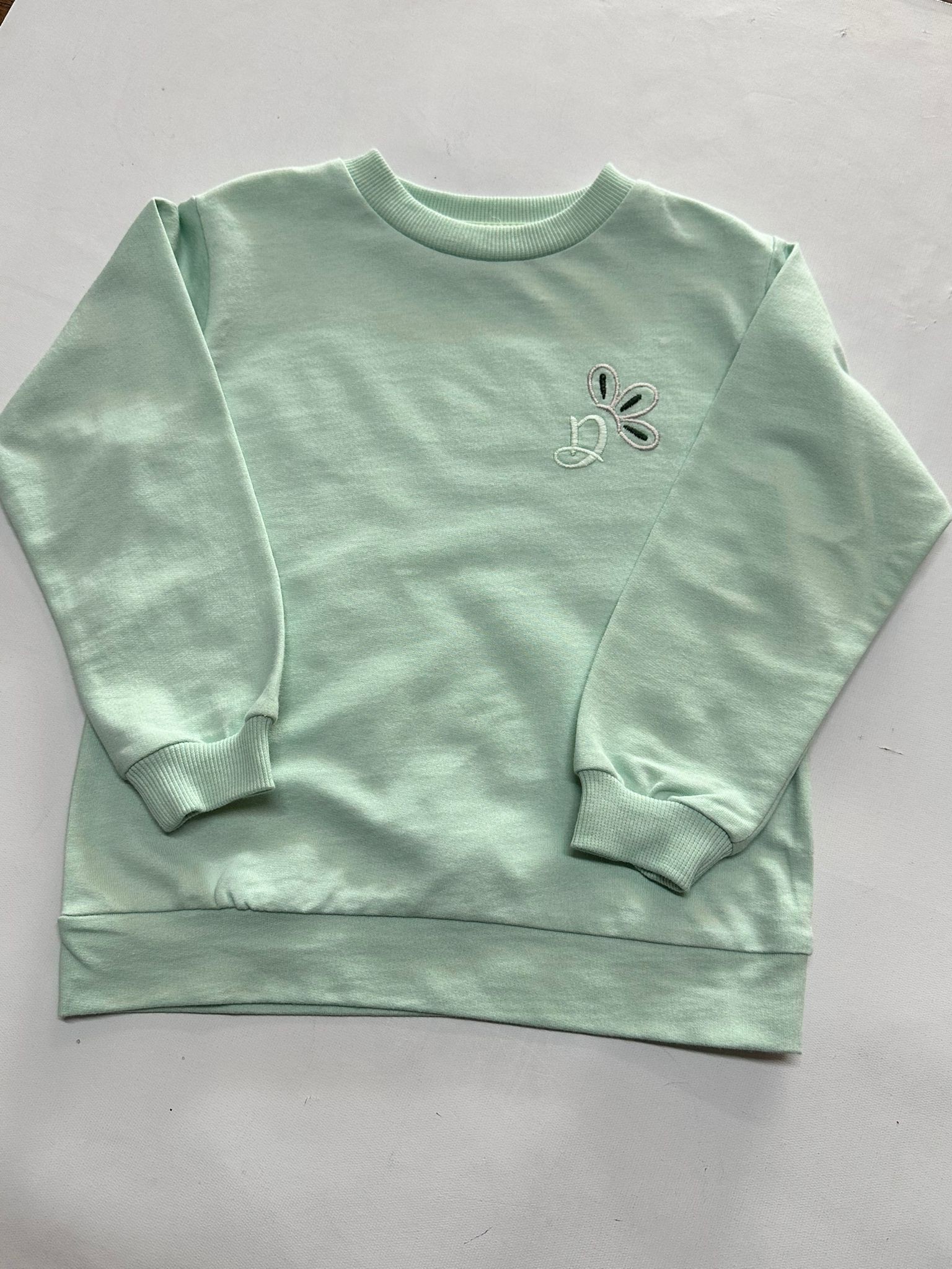 Kız Çocuk Nakışlı 2 İplik Sweatshirt - Mint