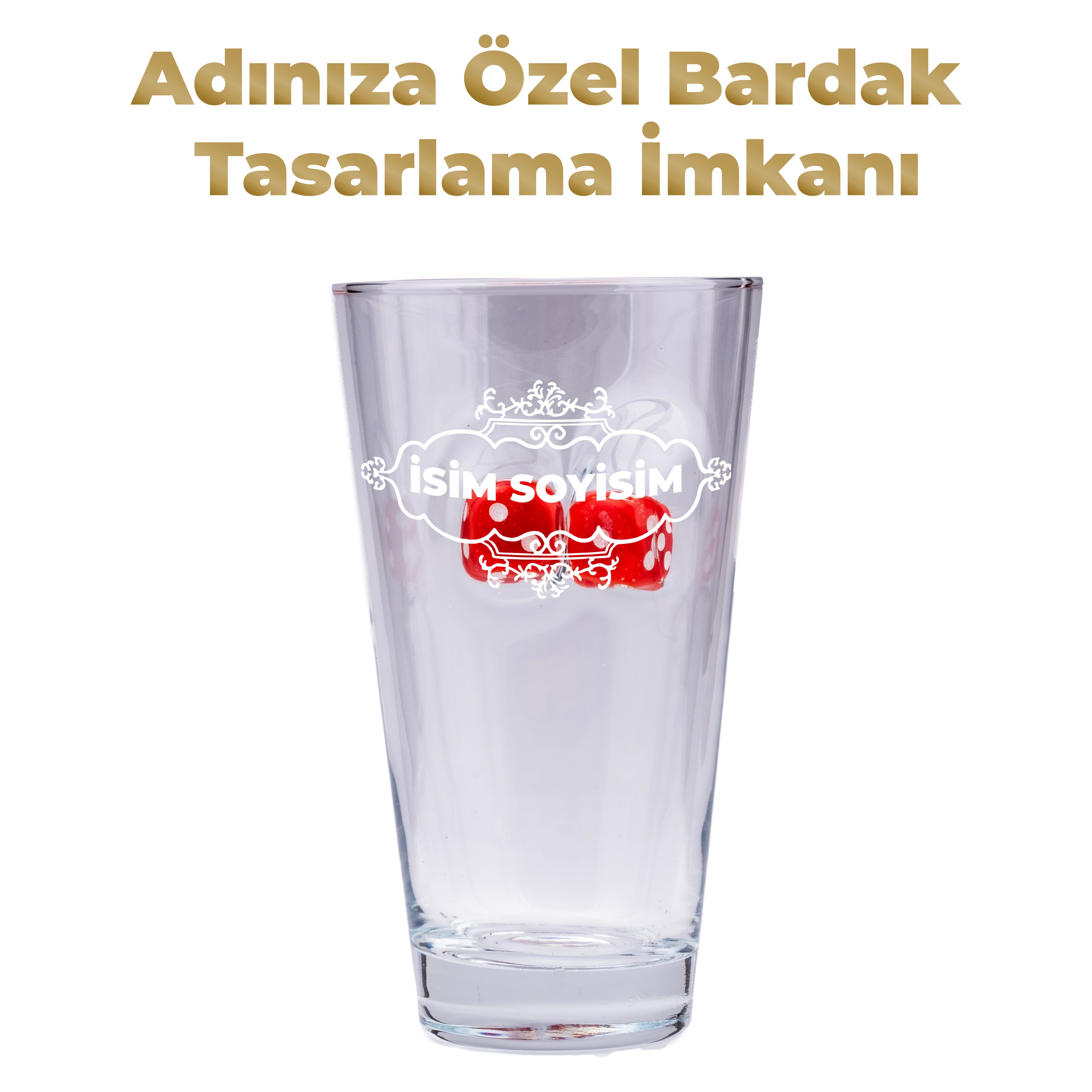 Kırmızı Zarlı Özel Bira Bardağı Zar 455cc