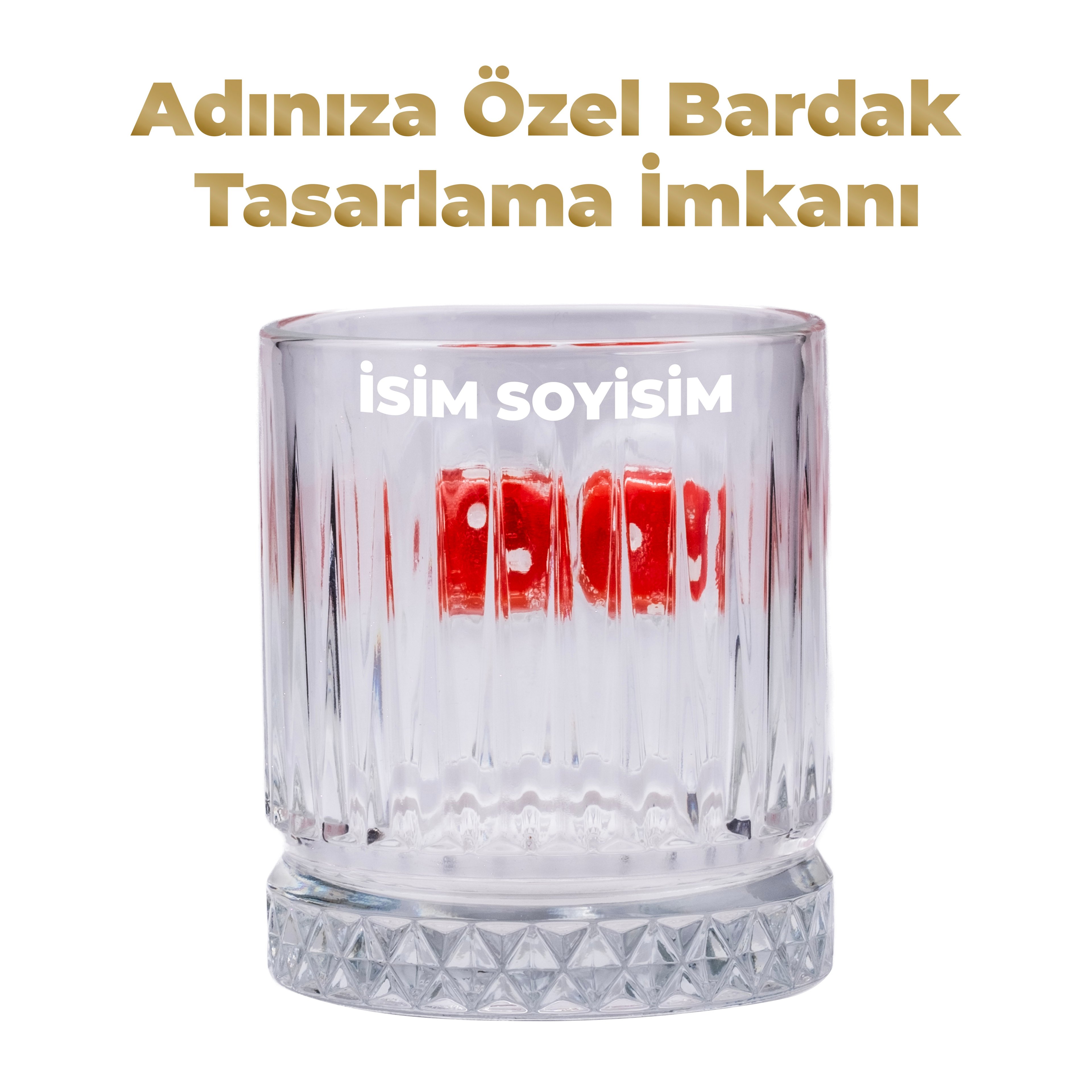 Kırmızı Zarlı 2’li Lüks Kristal Viski Bardak Seti 355cc