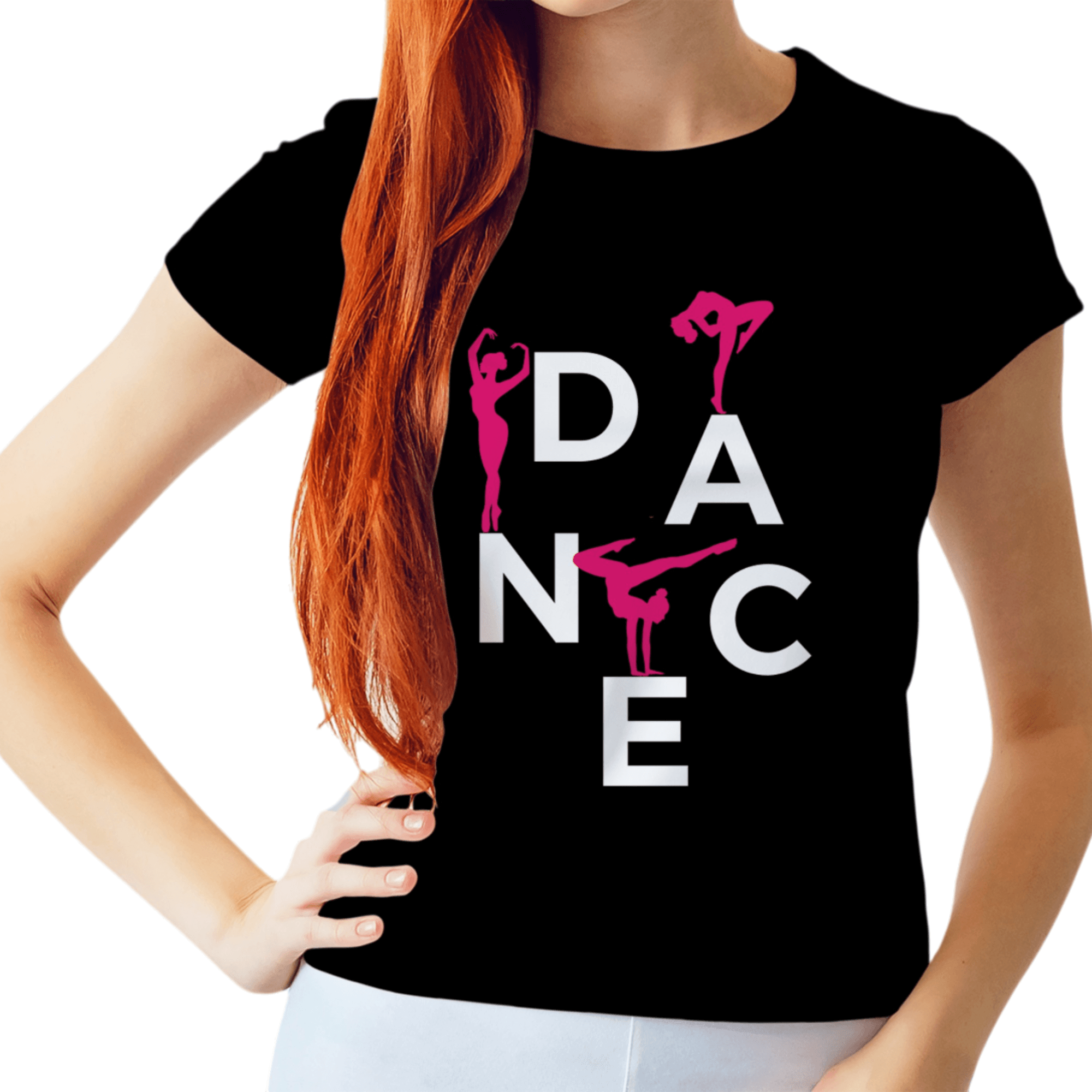 Dance Temalı Regular Kalıp Siyah Kadın Tişört