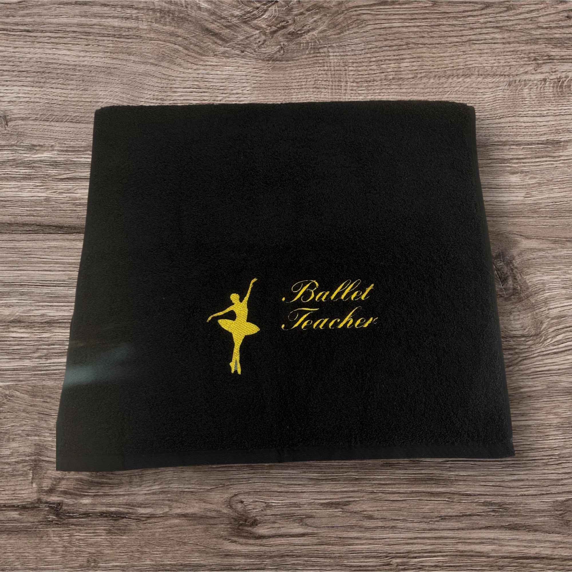 Ballet Teacher Nakışlı Siyah %100 Pamuk El Yüz Havlusu (50x90 cm)