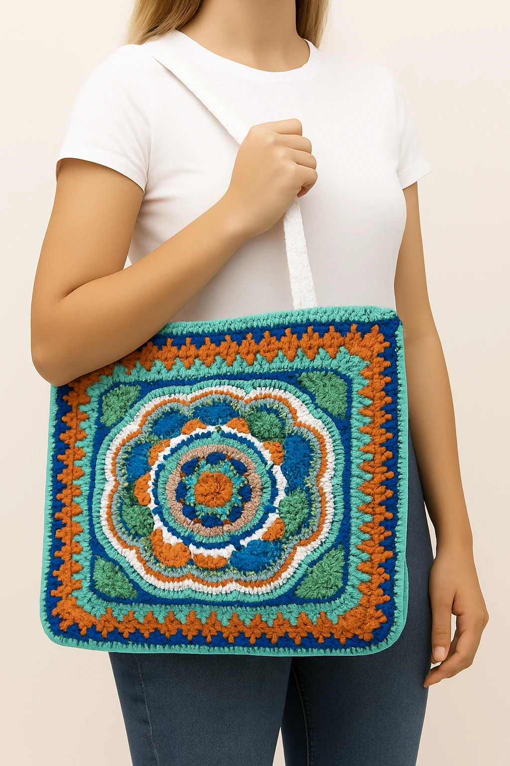 Mandala Örgü Kol Çantası (Astarlı)