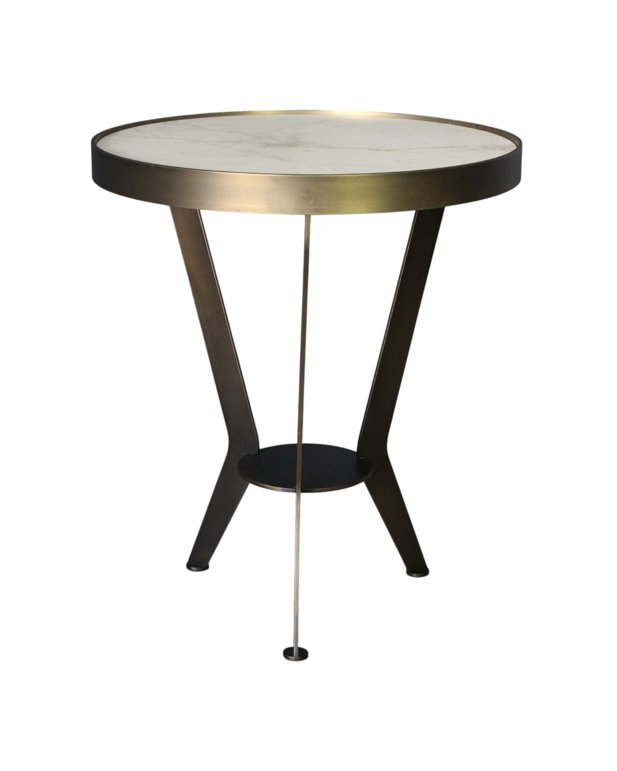 Serra Bronze Seramik Yan Sehpa - Eskitme Pirinç