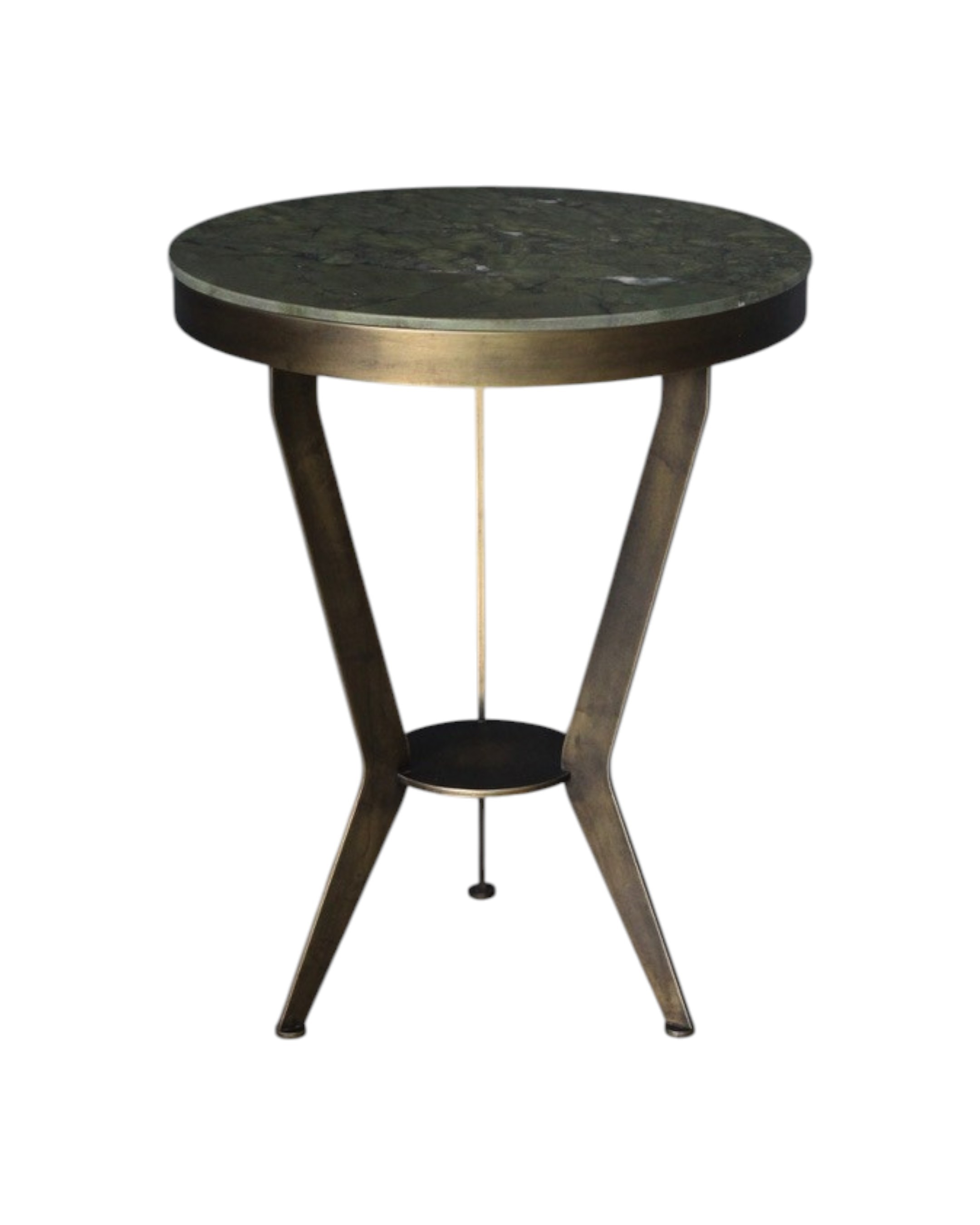 Serra Bronze Mermer Yan Sehpa - Eskitme Pirinç