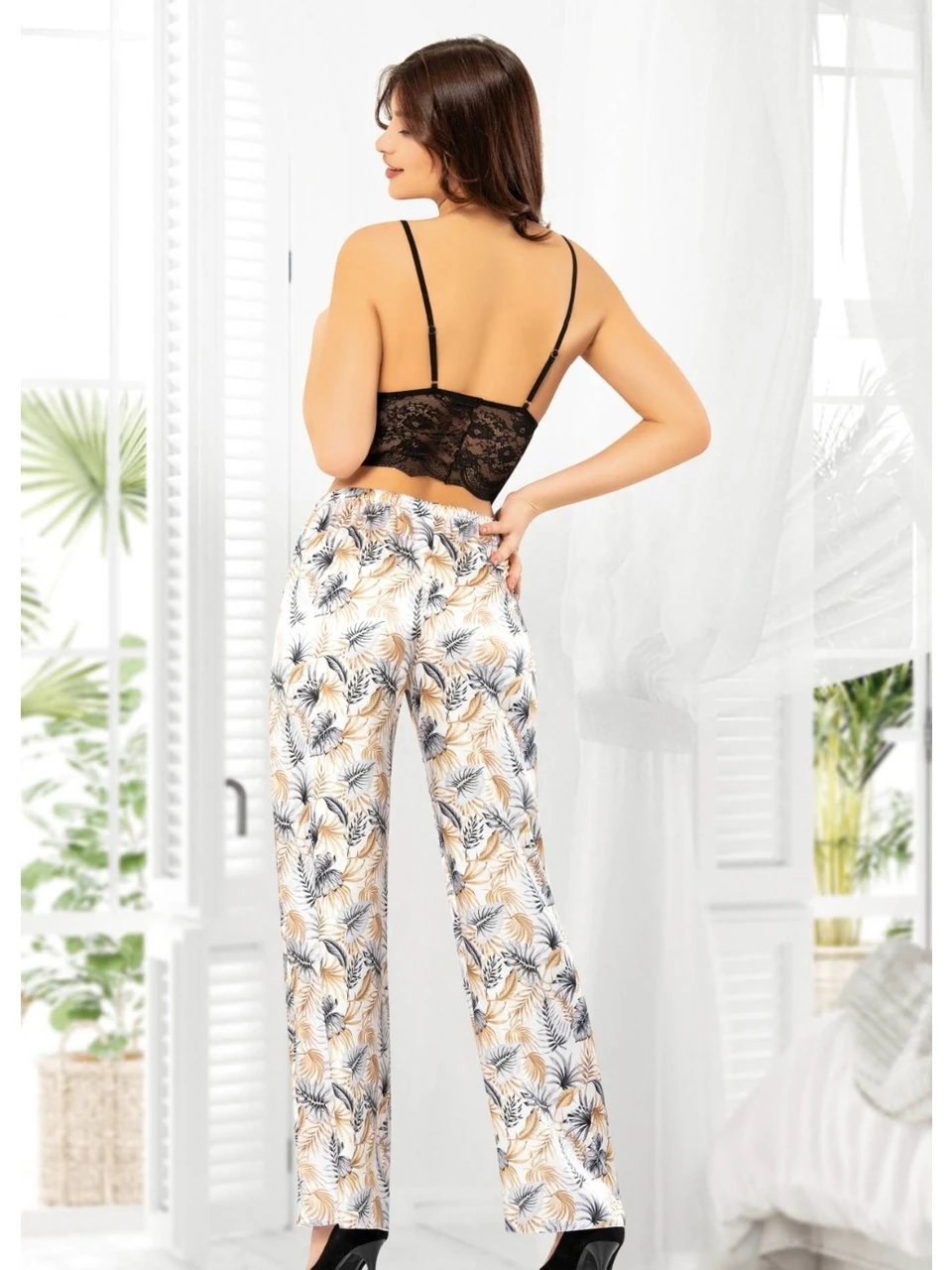 3’lü Çiçek Desenli Dantelli Saten Gecelik Takım