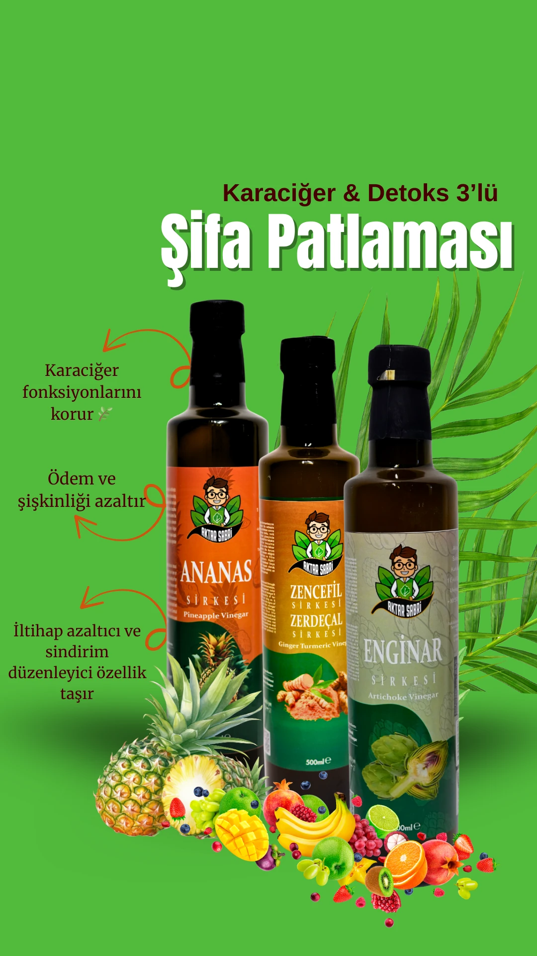  Karaciğer & Arınma Destek Seti 3’lü – Enginar, Ananas & Zencefil Zerdeça