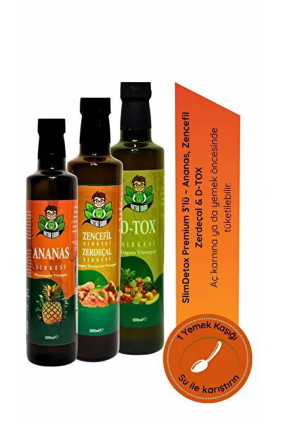 SlimDetox Premium Destek Seti 3'lü – Ananas, Zencefil Zerdeçal & D-TOX