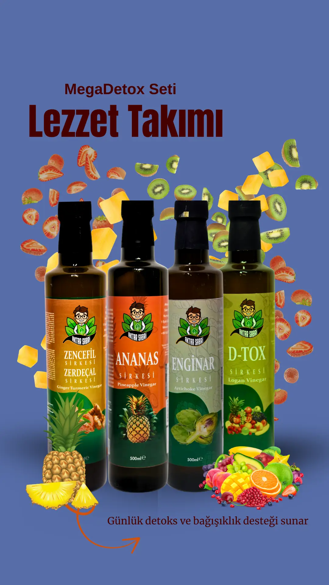 MegaDetox Destek Seti 4'lü – Ananas, Zencefil Zerdeçal, Enginar