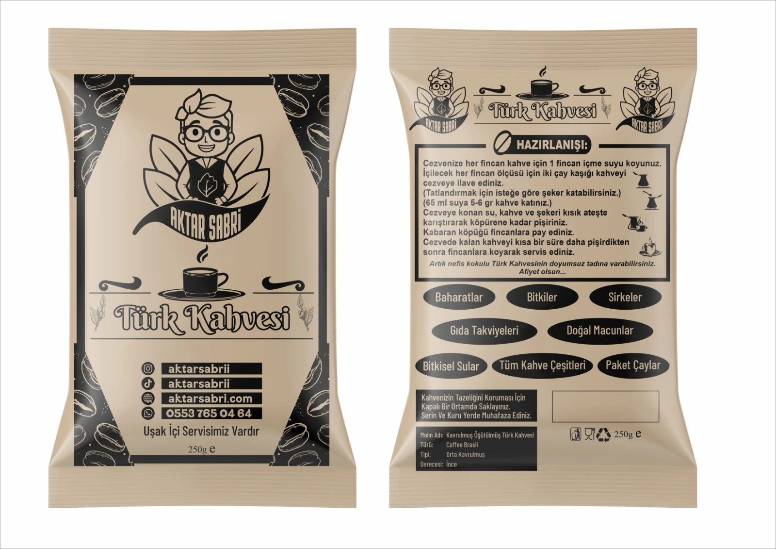 TAZE ÇEKİLMİŞ TÜRK KAHVESİ 500 GR 