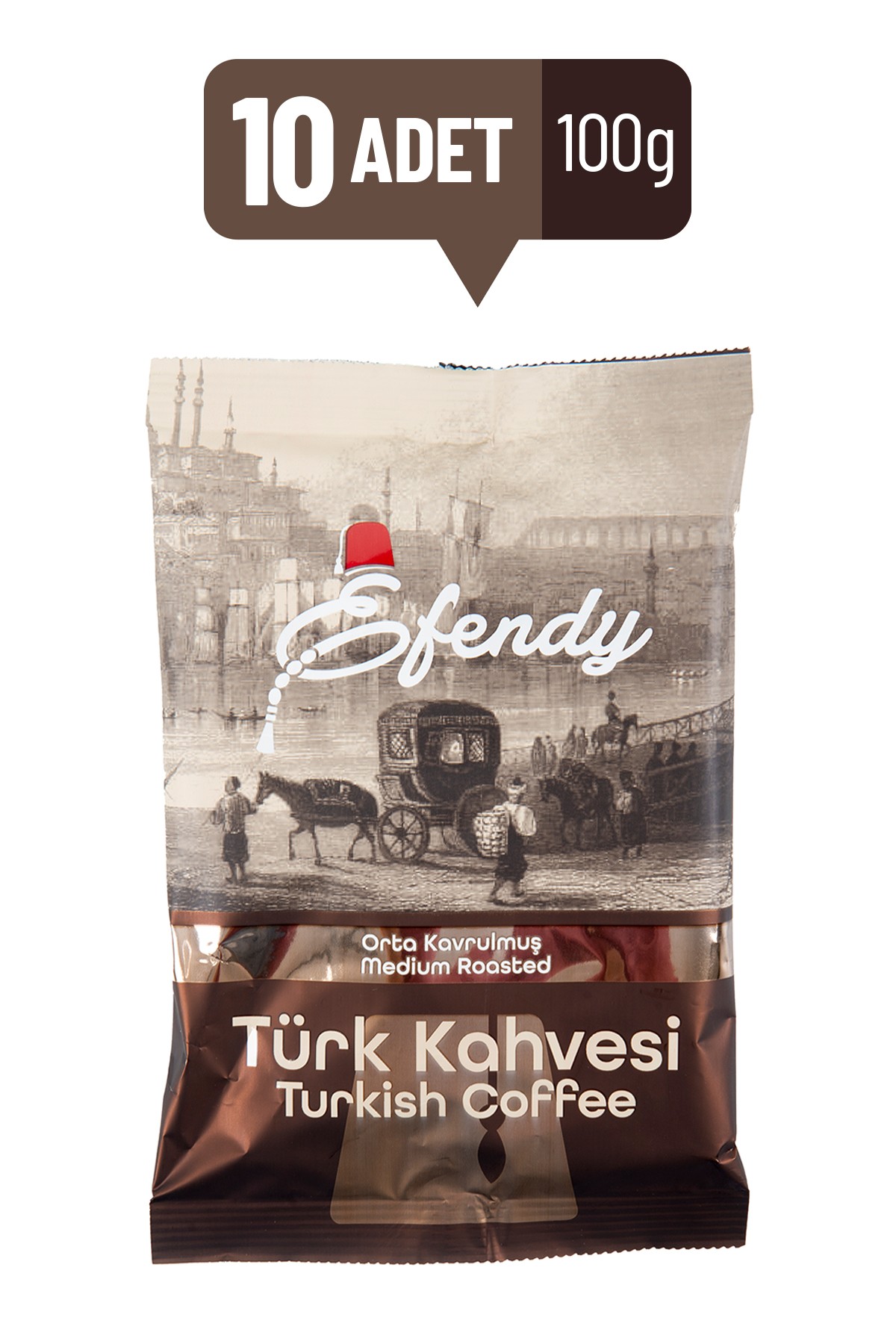 EFENDY Geleneksel Hazır Orta Kavrulmuş Türk Kahvesi 100G x 10 Adet